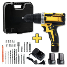 Набор аккумуляторного шуруповерта с насадками Screw Driver Sets Yellow 12V в чемодане (NO12v-AV)