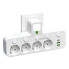 Мережевой адаптер 8625UL с ночником, 4 розетки + USB + Type-C, белый (17559/MG-AV)