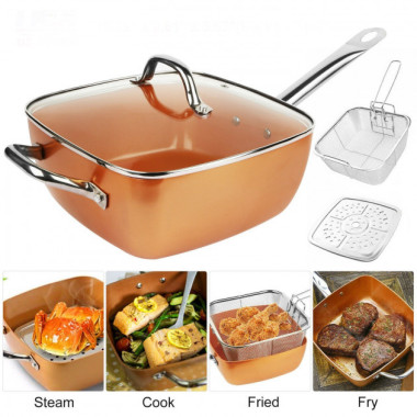 Сковородка-фритюрниця квадратная с крышкой TOP KITCHEN BN-8001 (BN8001-AV)