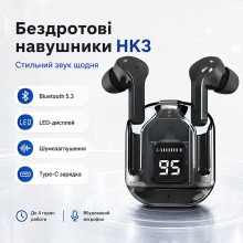 Беспроводные Bluetooth-наушники HK3 TWS вакуумные с LED-дисплеем, шумоподавлением, микрофоном, игровым режимом и зарядным Беспроводные Bluetooth-наушники HK3 TWS вакуумные с LED-дисплеем, шумоподавлением, микрофоном, игровым режимом и зарядным