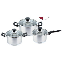 Набор посуды Haus Roland GS-01139R-6PC, 6 предметов из нержавеющей стали 1,9/3,6/6,1 л, с бакелитовыми ручками. Серебристый (GS-01