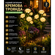 Садовый светильник 2 шт «Кремовая Роза» на солнечной батарее с LED-подсветкой (26X95-AV) Садовый светильник 2 шт «Кремовая Роза» на солнечной батарее с LED-подсветкой (26X95-AV)