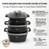 Набор квадратных кастрюль черные Higher Kitchen HK-322 с гранитным покрытием на 6 предметов с крышками (BL322-AV)