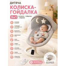 Многофункциональная колыбель-качалка для малышей 3 в 1 M06 с Bluetooth, музыкой и пультом управления (M17859-AV)
