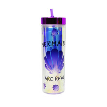 Бутылка для воды Beijing Морская 400 мл с трубочкой и крышкой Фиолетовый (VK-1743)