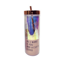 Бутылка для воды Beijing Ананасики 400 мл с трубочкой и крышкой Разноцветный (VK-5962)