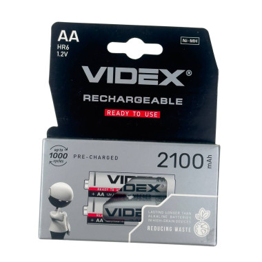 Акумулятор пальчиковий АА VIDEX R6 2100 mAh нікель-металогідридний (RZN-23103883)