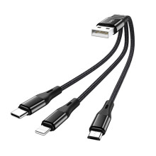 Кабель 3в1 USB/Apple Lightning+Type-C+microUSB 0.25 м Hoco X47 чорний (RZN-23103498)