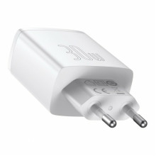 Зарядний блок живлення 2хUSB+Type-C Baseus Compact Quick Charger 30 W 3 А білий (RZN-23101577)