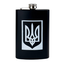 Набір фляга зі стопками 270 мл Герб GT-16 подарункова упаковка чорний (RZN-23105505)