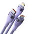Кабель 3в1 USB+Type-C/Apple Lightning+Type-C+microUSB 1.2 м Baseus Flash Series Ⅱ 100 Вт фіолетовий (RZN-23101797)