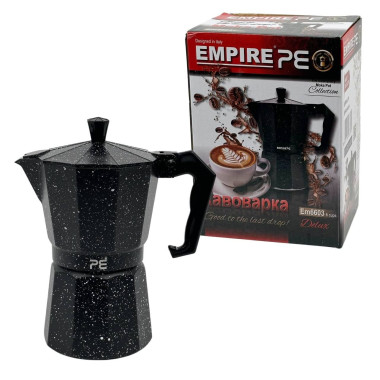 Кавоварка гейзерна алюмінієва Empire EM-6603 Делюкс V 350 мл чорний (RZN-23095979)