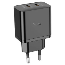 Зарядний блок живлення 2хType-C HOCO N35 Streamer 45 W чорний (RZN-23104200)
