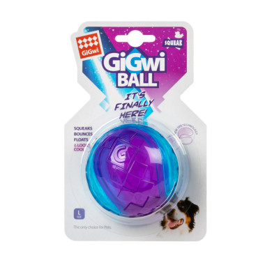 Жувальна іграшка для собак М'яч з пищалкою Gigwi Ball 2326 8 см фіолетовий з блакитним (RZN-23100778)