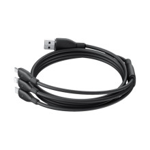 Кабель 3в1 USB/Apple Lightning+Type-C+microUSB 0.8 м Baseus Ultra Fast 3.5 A чорний (RZN-23105483)