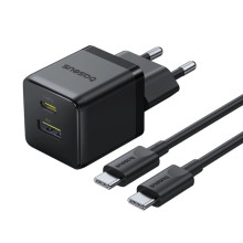 Зарядний пристрій з кабелем Type-C+USB/Type-C 1 м Baseus Palm Fast Charger 30 W 12 V 2.5 А чорний (RZN-23106509)