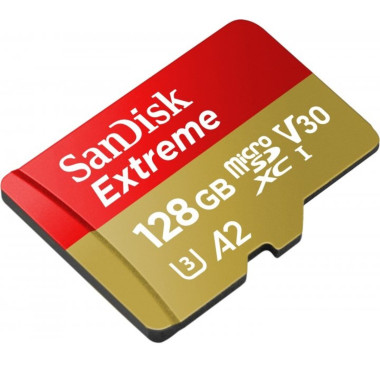 Карта пам'яті 128 GВ San Disk Extreme A2 МicroSDXC UHS-I (U3) Сlass 10 з адаптером червоний з жовтим (RZN-23102086)