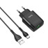 Зарядний пристрій з кабелем USB/Type-C 1 м HOCO C72Q Glorious 18 W чорний (RZN-23101790)