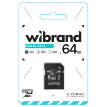 Карта пам'яті 64 GB Wibrand МicroSDXC Сlass 10 з адаптером чорний (RZN-23102834)