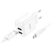 Зарядний пристрій з кабелем 2xUSB/microUSB 1 м HOCO C141A Smart 10.5 W 5 V 2.1 А білий (RZN-23105634)