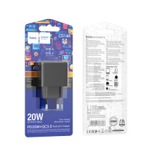 Зарядний блок живлення Type-C+USB HOCO CS14A Ocean 20 W 12 V 1.67 A чорний (RZN-23103426)