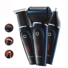 Бездротова машинка для стрижки волосся ProGemei GM-565 USB з дисплеєм 3 насадки чорний з синім (RZN-23105651)