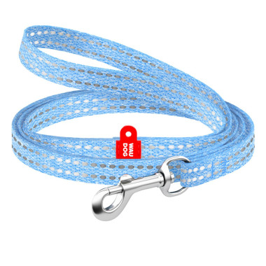 Повідець для котів та собак XS світловідбиваючий WAUDOG Re-cotton 16442 10 мм 2 м блакитний (RZN-23100898)