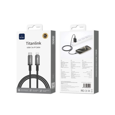 Кабель Type-C/Apple Lightning 1 м WIWU Wi-C056 Titanlink 30 Вт чорний (RZN-23106453)