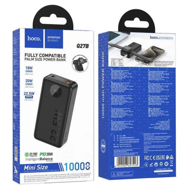 Універсальна мобільна батарея 10000 mAh Hoco Q27B Jewel 22.5 W повербанк чорний (RZN-23101050)