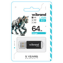 Флеш пам'ять USB 64 GВ Wibrand Cougar USB 2.0 чорний (RZN-23102852)