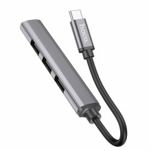 USB-хаб зовнішній 4 порти HOCO HB26 Type-C 0.13 м сріблястий (RZN-23101212)