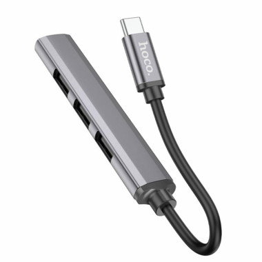 USB-хаб зовнішній 4 порти HOCO HB26 Type-C 0.13 м сріблястий (RZN-23101212)