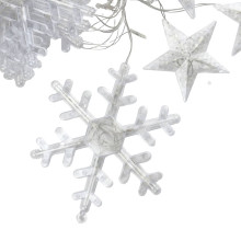Світлодіодна гірлянда-завіса прозорий дріт Зірки та сніжинки 12 LED 3 х 1 м білий (RZN-23104444)