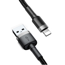 Кабель USB/Apple Lightning 2 м Baseus Cafule Cable 1.5 А чорний зі сріблястим (RZN-23103010)