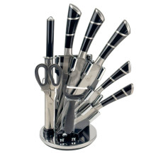 Набір ножів з підставкою 9 предметів UN-99 нержавіюча сталь чорний зі сріблястим (RZN-23105271)