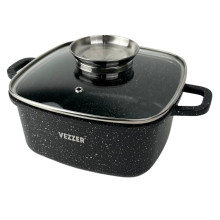 Каструля антипригарне покриття Vezzer VZ8009 з кришкою 4.5 л чорний (RZN-23101406)