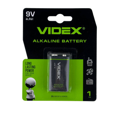 Батарейка крона Videx Alkaline 6LR61 лужна (RZN-23103297)
