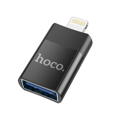 Перехідник Apple Lightning M/USB F HOCO UA17 чорний (RZN-23101343)
