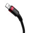 Кабель Type-C /Apple Lightning 1 м Baseus Cafule 18 Вт 2.4 А чорний з червоним (RZN-23102074)