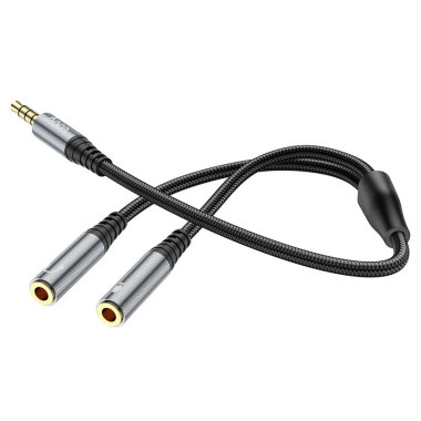 Аудіокабель 3.5 мм AUX/2х3.5 мм AUX 0.25 м Hoco UPA21 чорний (RZN-23106620)