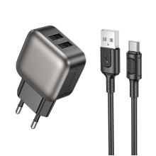 Зарядний пристрій з кабелем 2xUSB/Type-C 1 м BOROFONE BAS51A Absolute 12 W 5 V 2.4 А чорний (RZN-23106419) Зарядний пристрій з кабелем 2xUSB/Type-C 1 м BOROFONE BAS51A Absolute 12 W 5 V 2.4 А чорний (RZN-23106419)