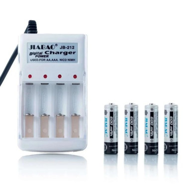 Зарядний пристрій 4хААА/АА Jiabao Digital Charger JB-212 2500mA з акумуляторами АА білий (RZN-23093838)