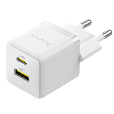 Зарядний блок живлення Type-C+USB Baseus Palm 30 W 20 V 3 А білий (RZN-23104632)