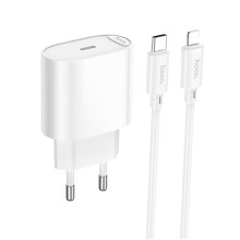 Зарядний пристрій з кабелем Type-C/Apple Lightning 1 м HOCO C109A Fighter 20 W білий (RZN-23103558)