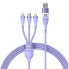 Кабель 3в1 USB+Type-C/Apple Lightning+Type-C+microUSB 1.2 м Baseus Flash Series Ⅱ 100 Вт фіолетовий (RZN-23101797)