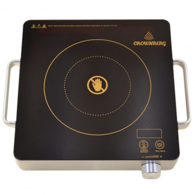 Настільна електроплита інфрачервона 1 конфорка Crownberg CB-1325 2000 Вт чорний зі сріблястим (RZN-23103129)