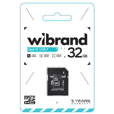 Карта пам'яті 32 GB Wibrand МicroSDНC Сlass 10 з адаптером чорний (RZN-23102064)