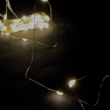 Світлодіодна гірлянда-нитка прозорий дріт 50 LED Magic Lights на батарейках 5 м теплий білий (RZN-23100695)