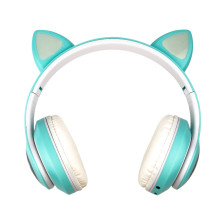 Навушники дитячі бездротові накладні CAT STN-28 LED MP3 Bluetooth з вушками зелений (RZN-23105195)