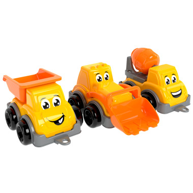 Іграшковий набір машинок 3в1 Будтехніка Technok Toys 6160 пластик 10 см жовтий з помаранчевим (RZN-23099338)